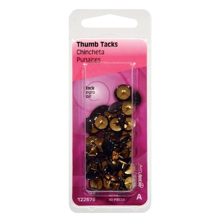 Hillman Hillman Black Push Pins 40 pk 122676